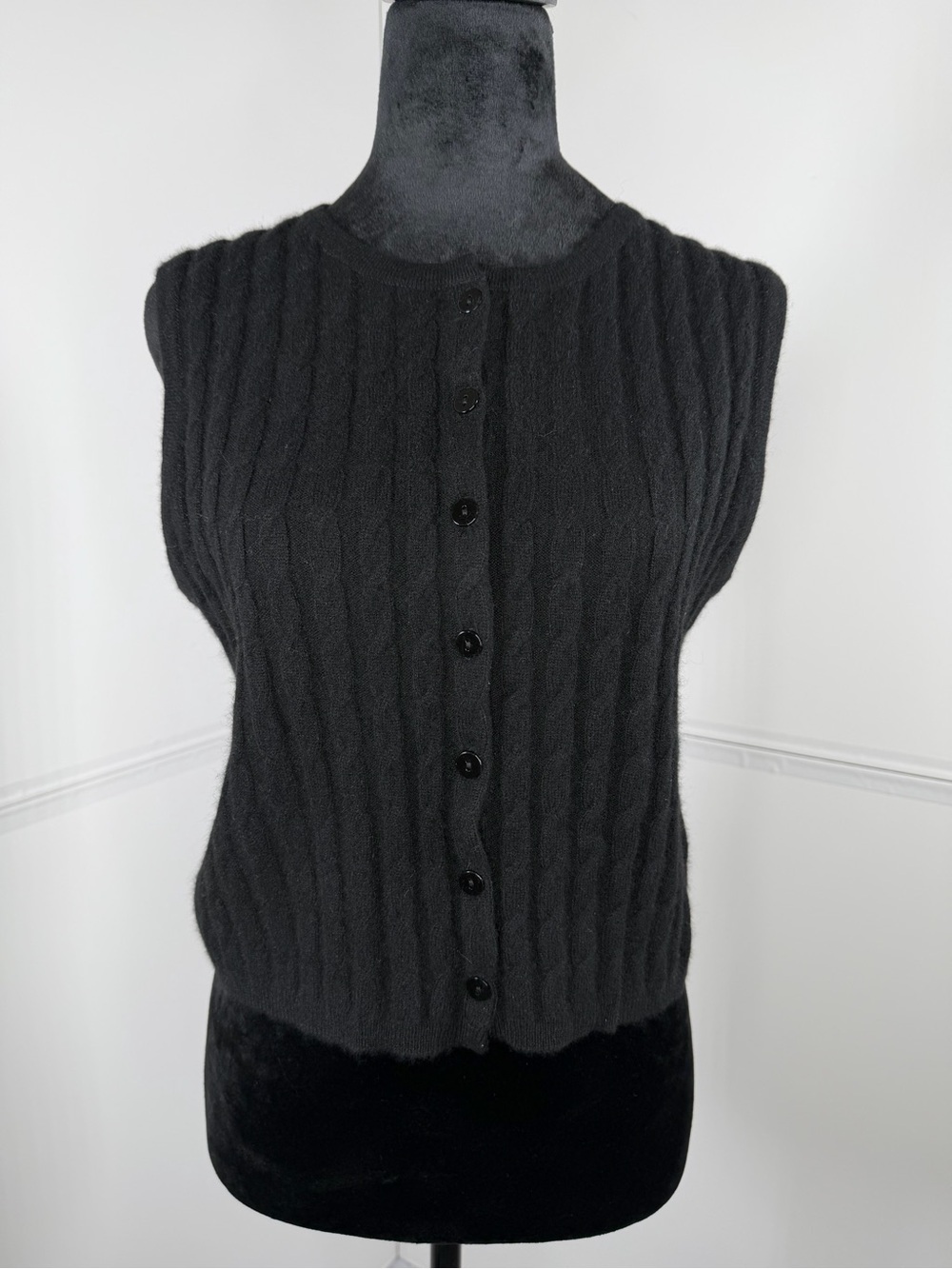 NWT House of Harlow 1960 100% Cashmere Black Cable Knit Sweater Vest Size Small